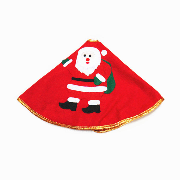 Christmas Tree Skirt with Santa Applique and Gold Trim