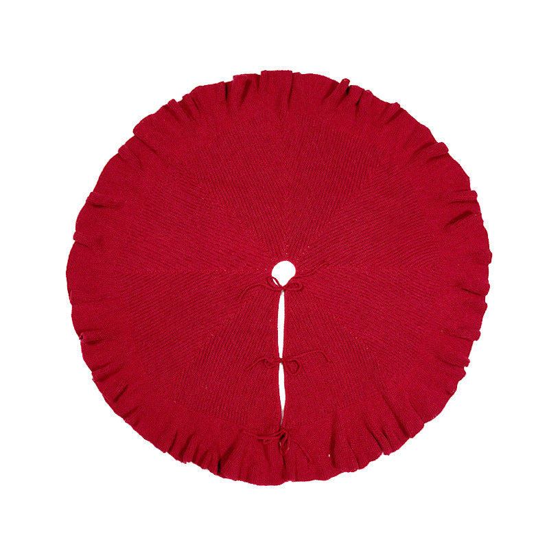 Christmas Tree Skirt With Festive Ruffled Red Edge