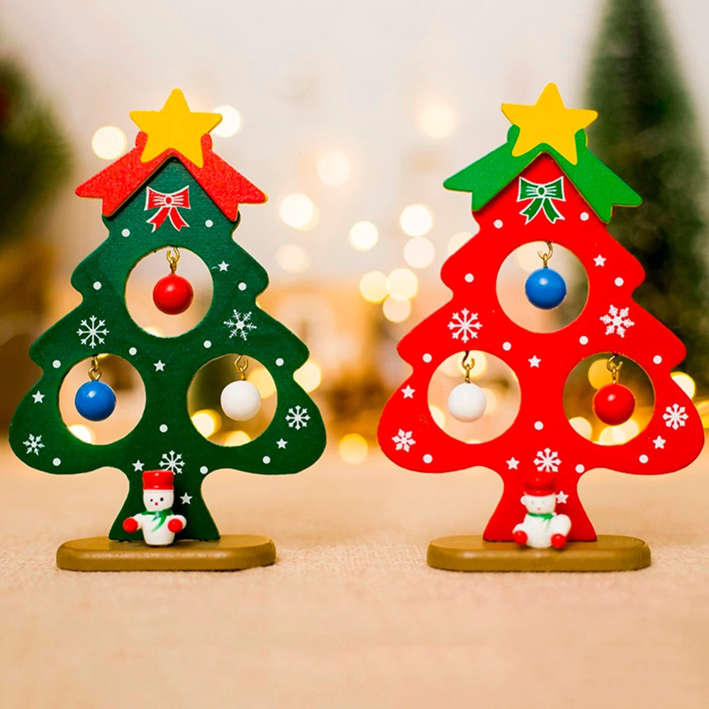Mini Wooden Christmas Tree Ornaments for Tables