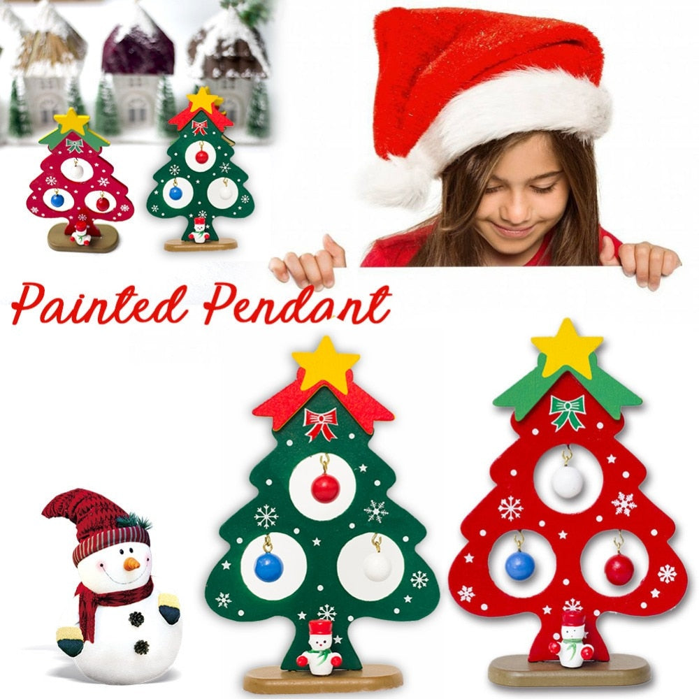 Mini Wooden Christmas Tree Ornaments for Tables