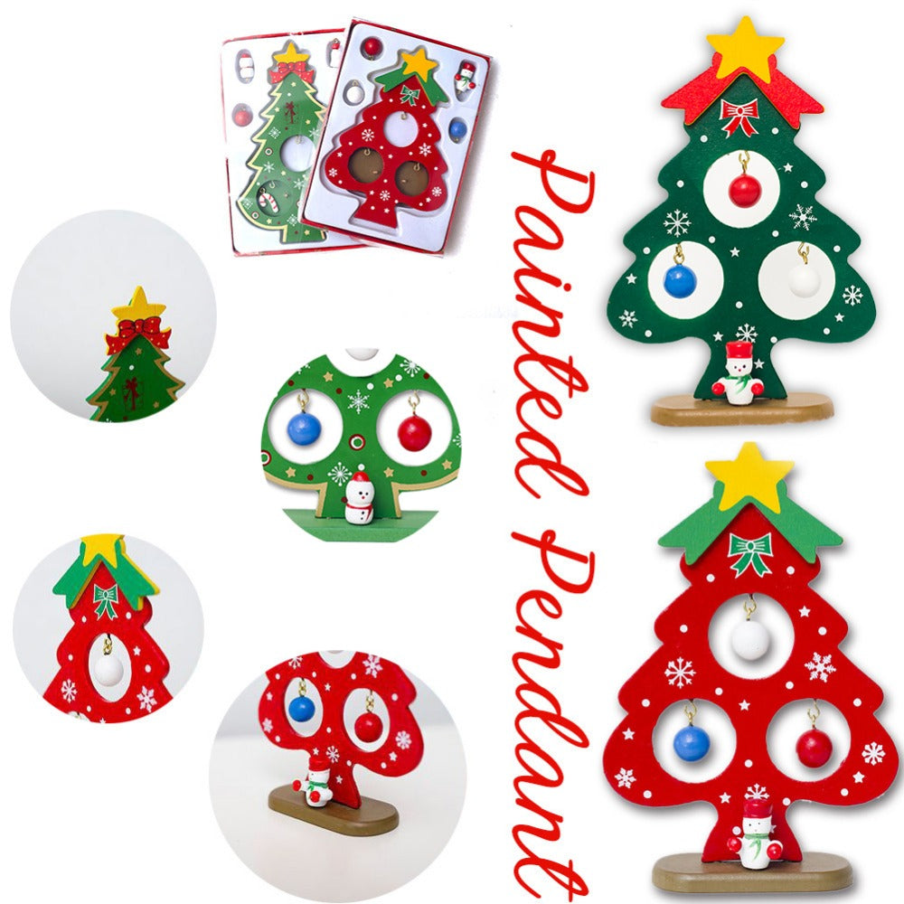 Mini Wooden Christmas Tree Ornaments for Tables