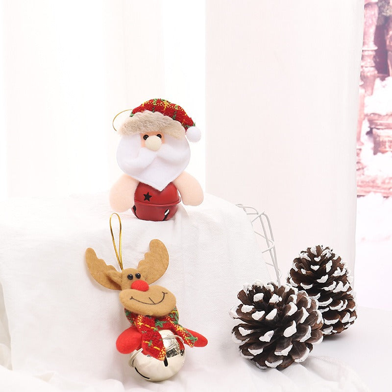 Plush Christmas Tree Ornament with Bell Character Doll