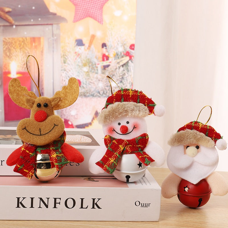 Plush Christmas Tree Ornament with Bell Character Doll