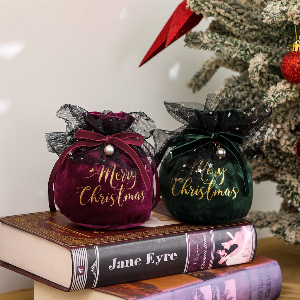 Christmas Velvet Gift Bag for Elegant Small Gifts & Candy