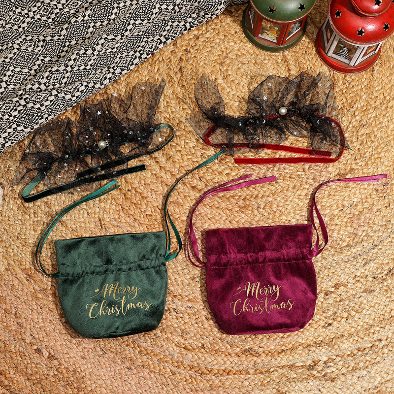 Christmas Velvet Gift Bag for Elegant Small Gifts & Candy