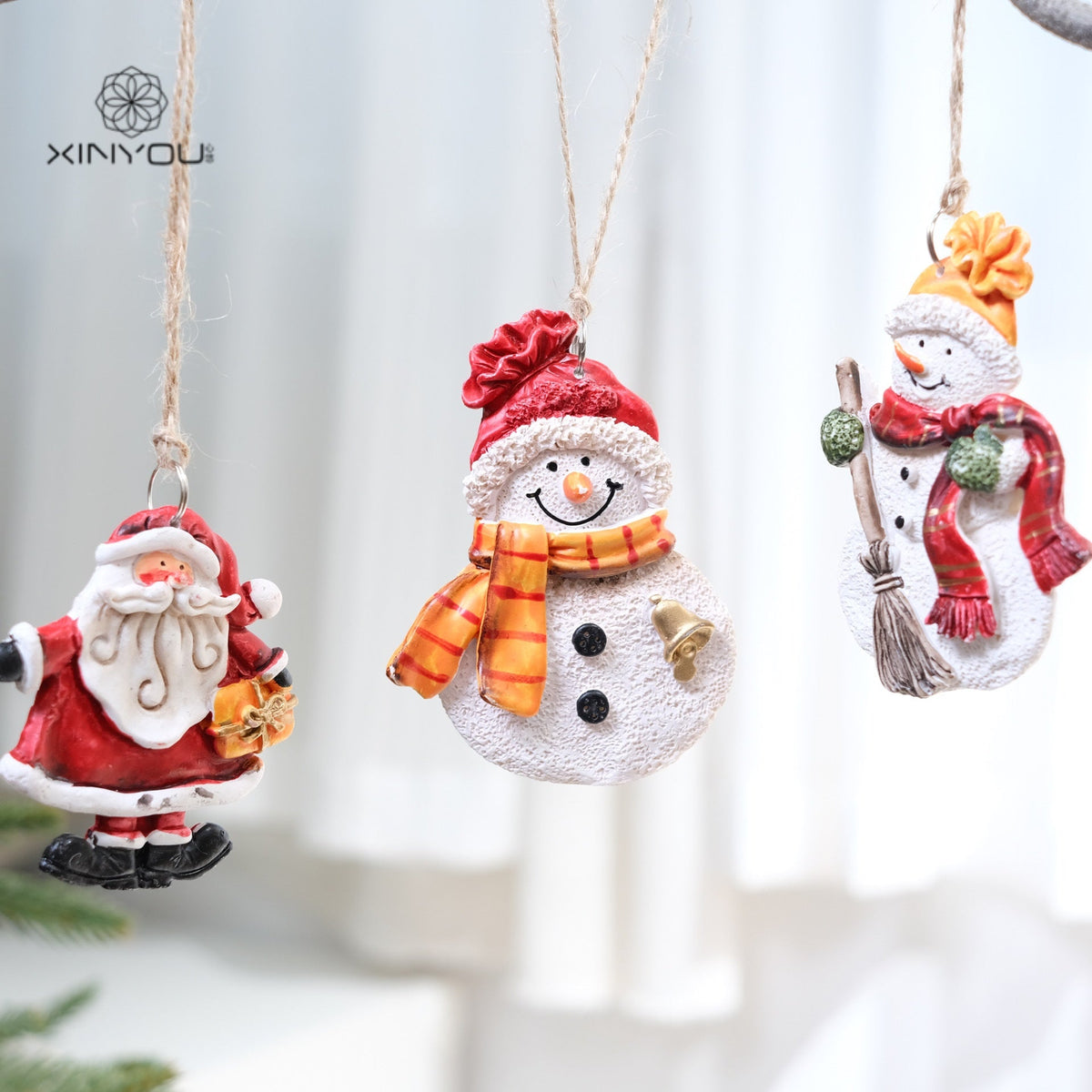 Vintage Santa Snowman Christmas Ornament Set for Trees