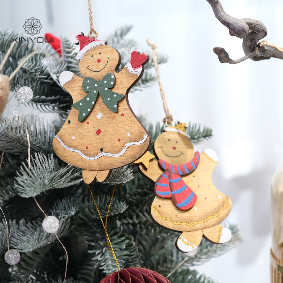 Wooden Christmas Ornaments for Vintage Tree Charm