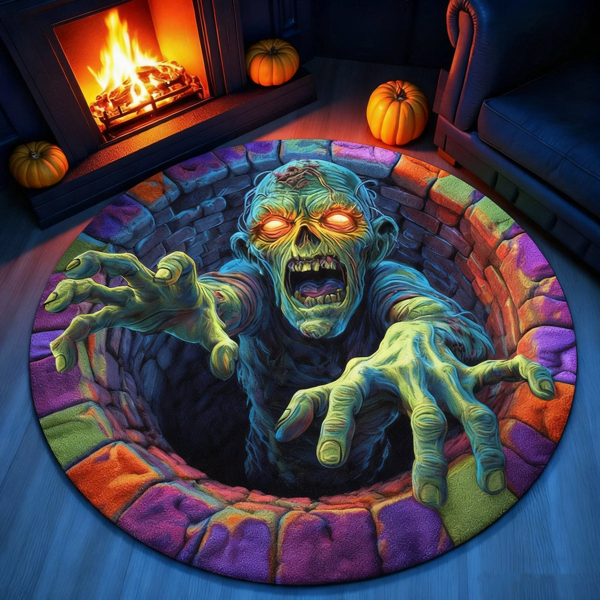 3D Monster Rug for Halloween Broken-Floor Illusion