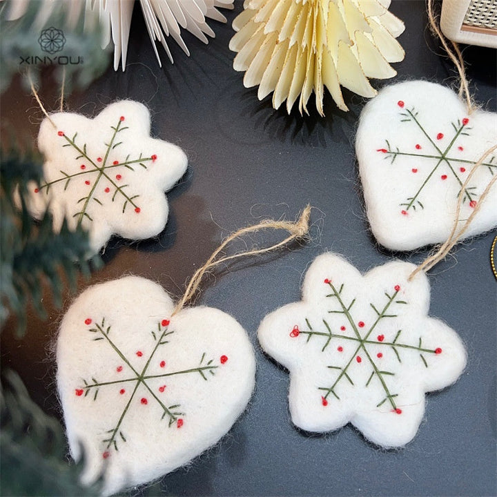 Felt Snowflake Ornaments for Rustic Christmas Charm