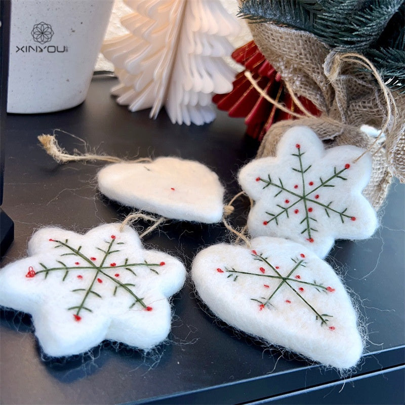 Felt Snowflake Ornaments for Rustic Christmas Charm