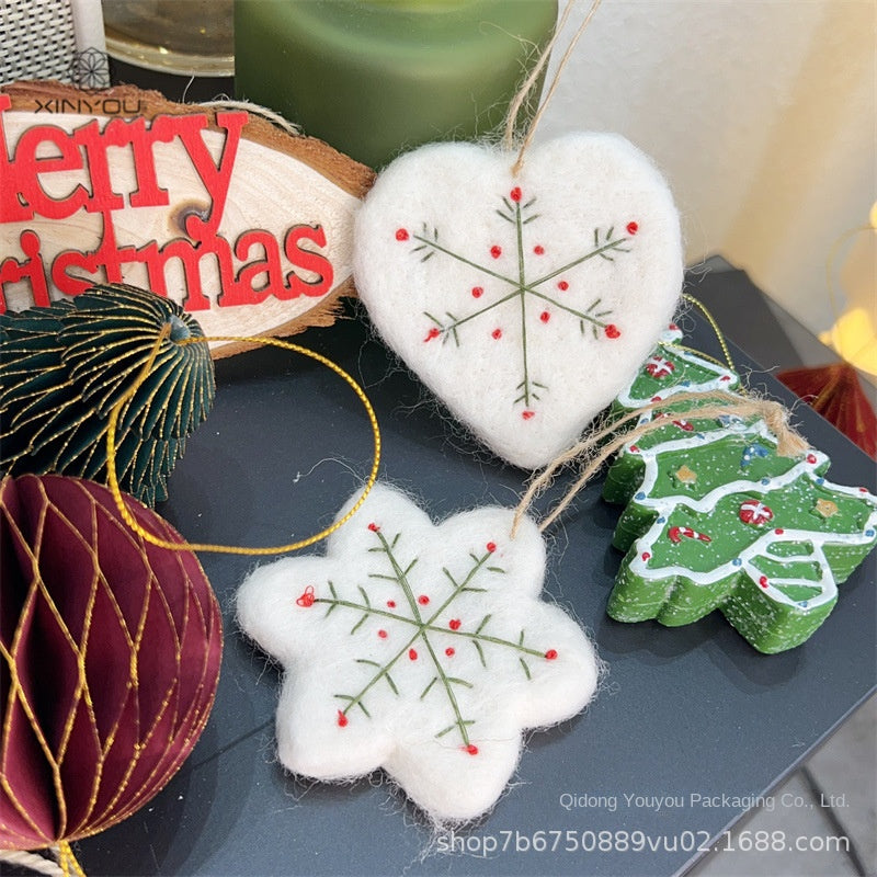 Felt Snowflake Ornaments for Rustic Christmas Charm