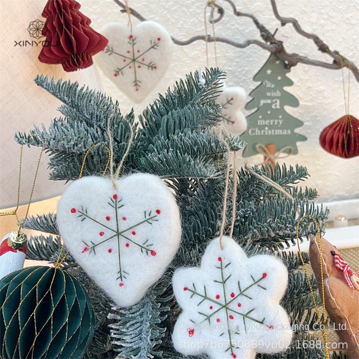 Felt Snowflake Ornaments for Rustic Christmas Charm