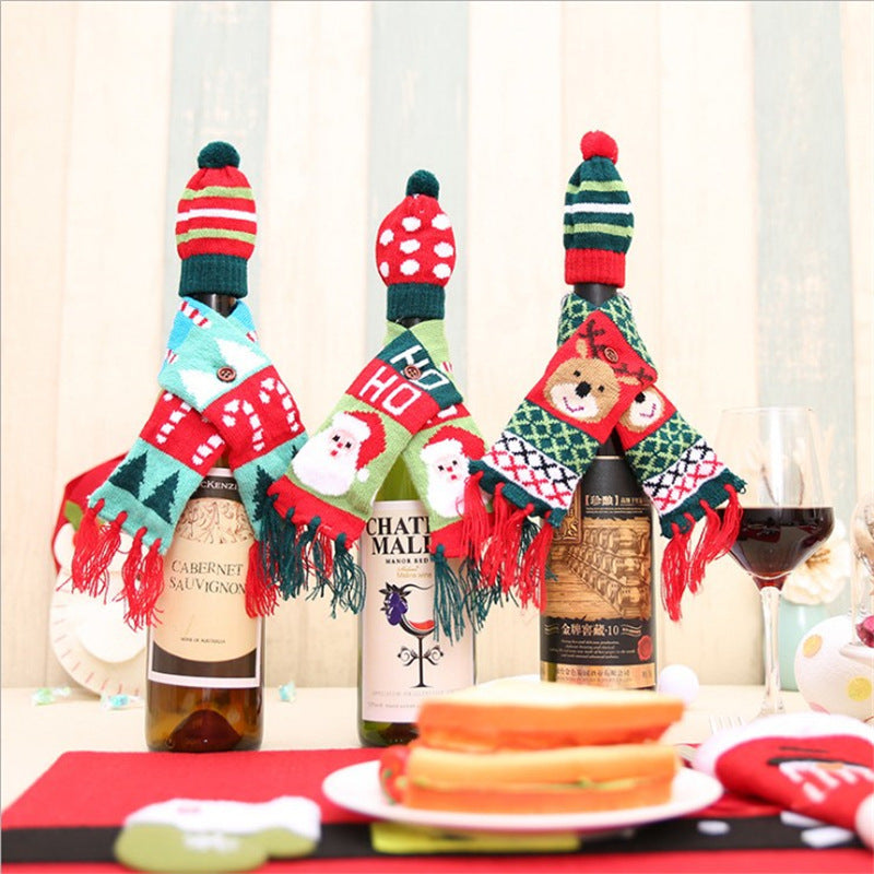 Christmas Wine Bottle Decoration Set for Festive Tables