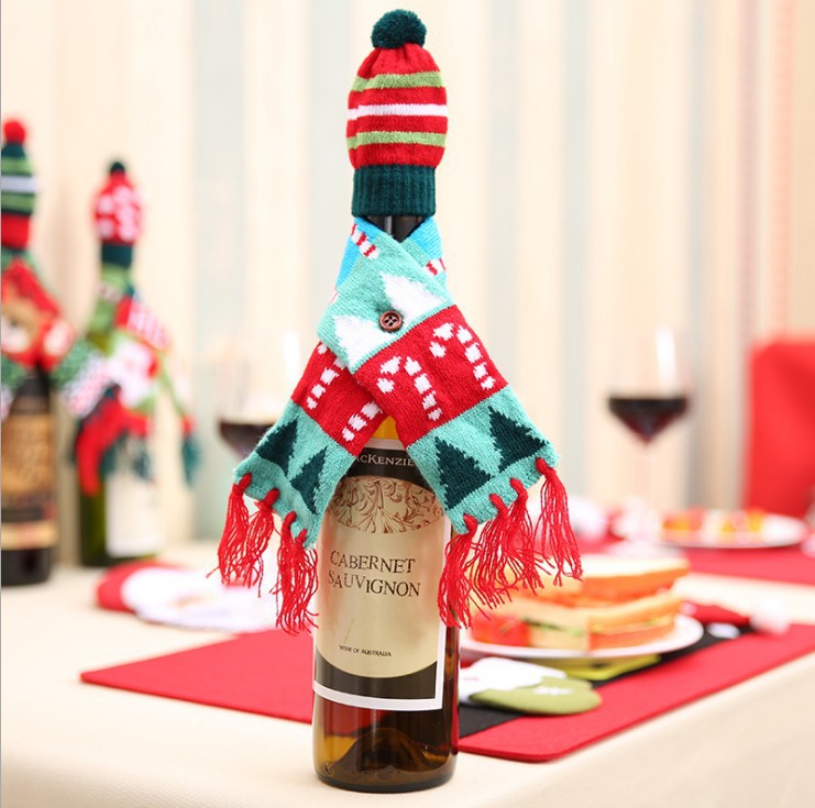 Christmas Wine Bottle Decoration Set for Festive Tables