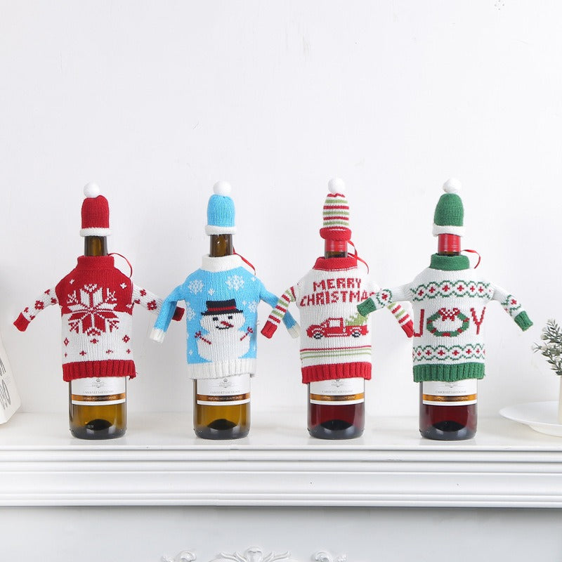 Christmas Wine Bottle Sweater Set for Festive Tables