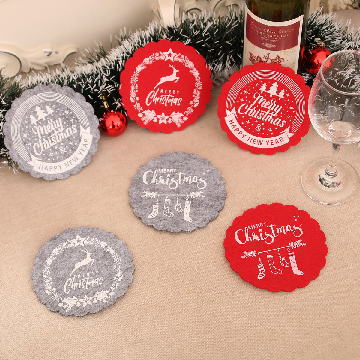 Christmas Felt Coasters for Festive Table Settings