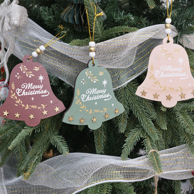 Christmas Wooden Bell Ornaments for Festive Tree Decor