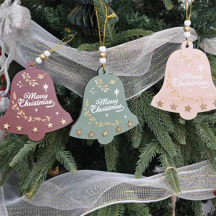 Christmas Wooden Bell Ornaments for Festive Tree Decor