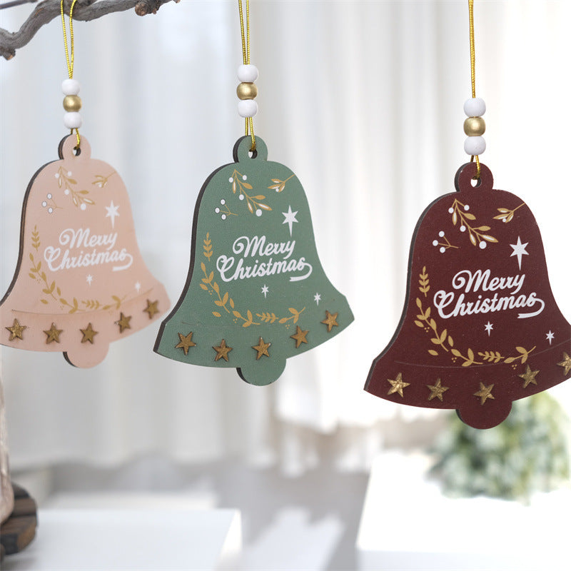 Christmas Wooden Bell Ornaments for Festive Tree Decor