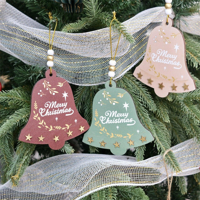 Christmas Wooden Bell Ornaments for Festive Tree Decor