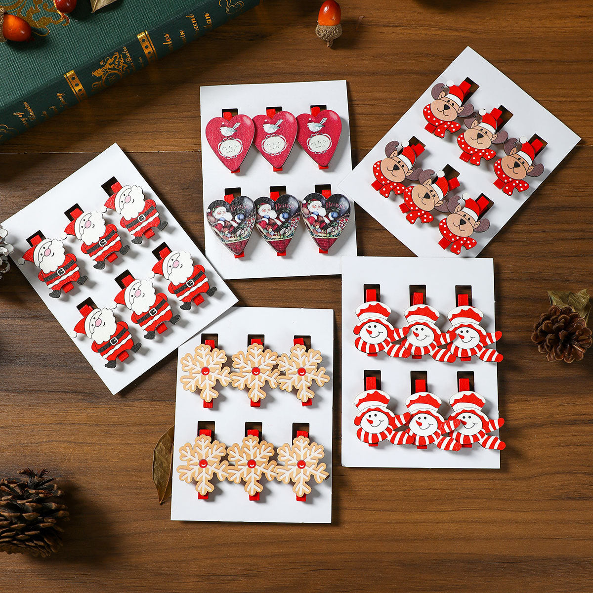 Christmas Wooden Clips for Playful Holiday Displays
