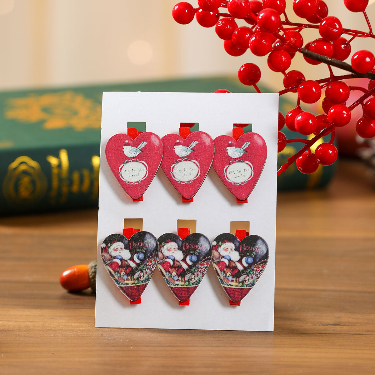 Christmas Wooden Clips for Playful Holiday Displays
