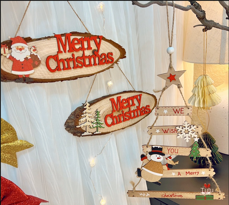 Christmas Wooden Plaque – Rustic Door & Wall Decor