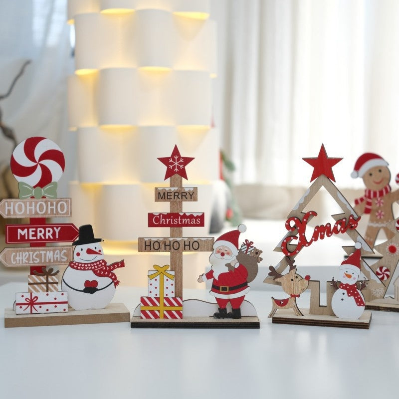 Wooden Christmas Decorations for Festive Tabletop Scenes