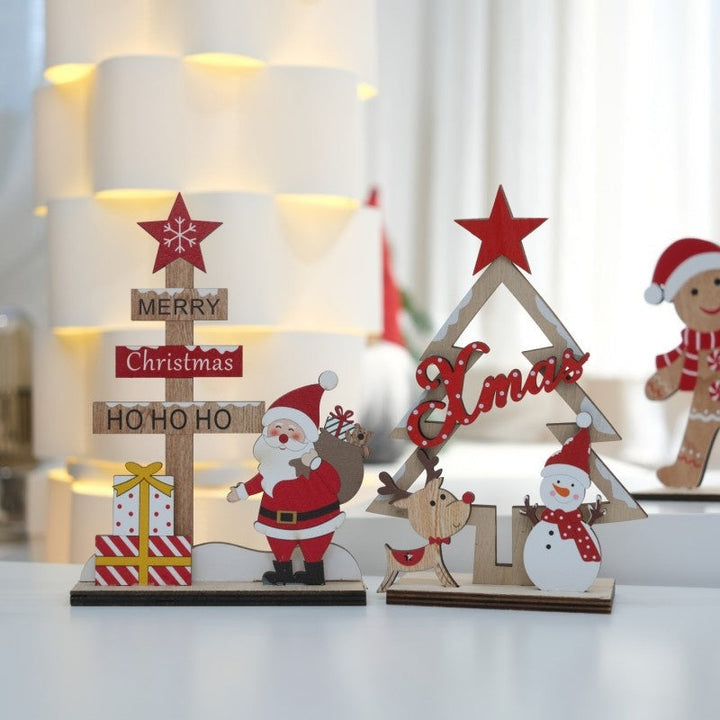 Wooden Christmas Decorations for Festive Tabletop Scenes
