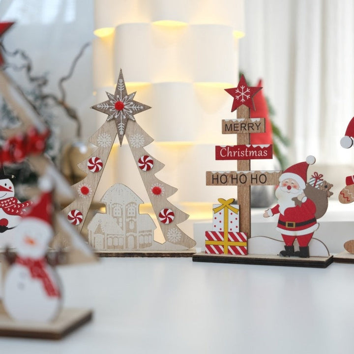 Wooden Christmas Decorations for Festive Tabletop Scenes