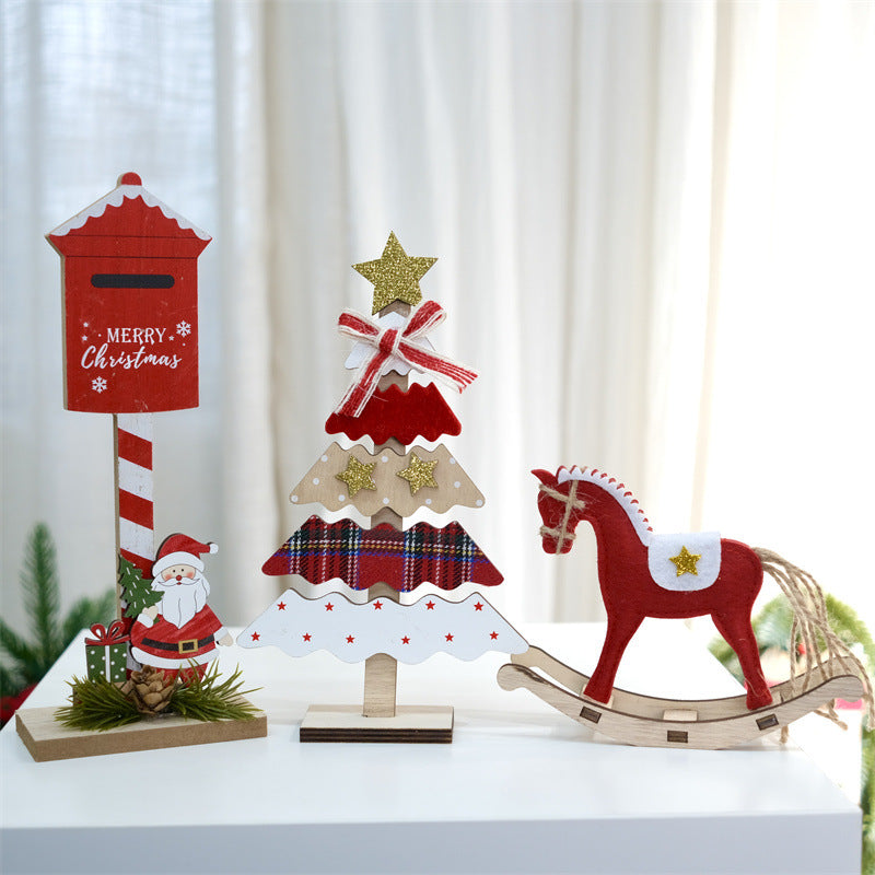 Christmas Wooden Desktop Decor for Festive Table Displays