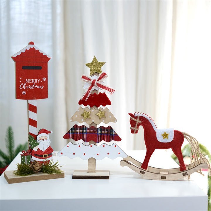 Christmas Wooden Desktop Decor for Festive Table Displays