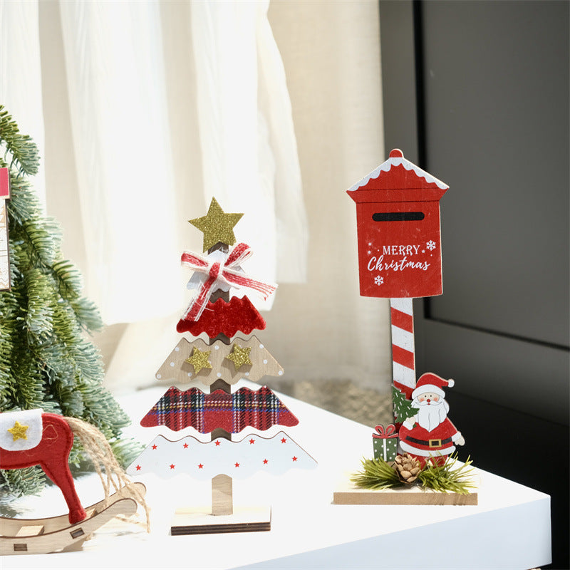 Christmas Wooden Desktop Decor for Festive Table Displays