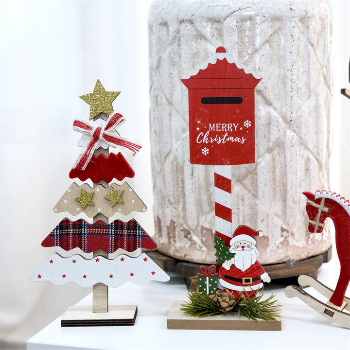 Christmas Wooden Desktop Decor for Festive Table Displays
