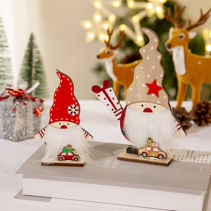 Wooden Santa Claus Christmas Decoration for Desk & Window
