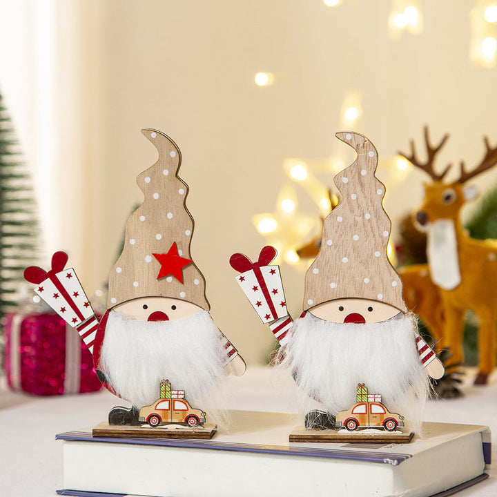 Wooden Santa Claus Christmas Decoration for Desk & Window