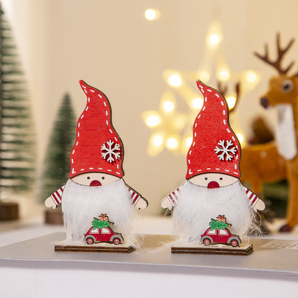 Wooden Santa Claus Christmas Decoration for Desk & Window