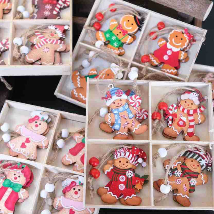Wooden Gingerbread Ornaments for Rustic Christmas Decor