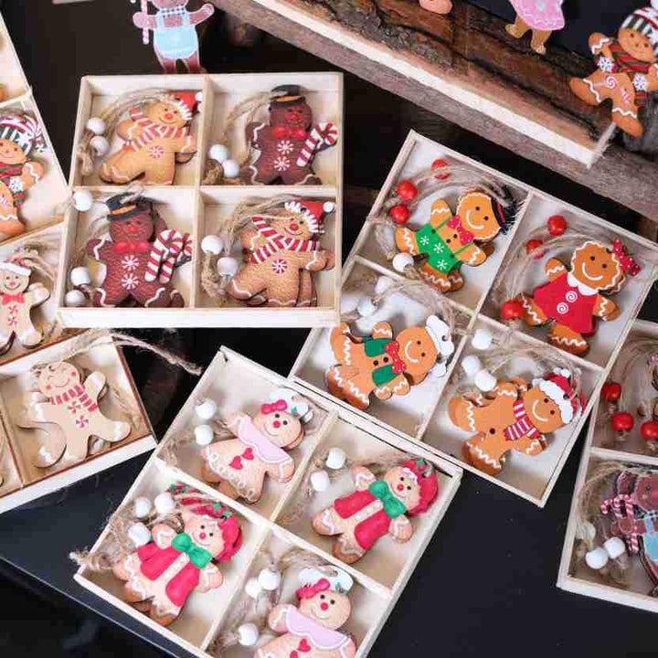 Wooden Gingerbread Ornaments for Rustic Christmas Decor