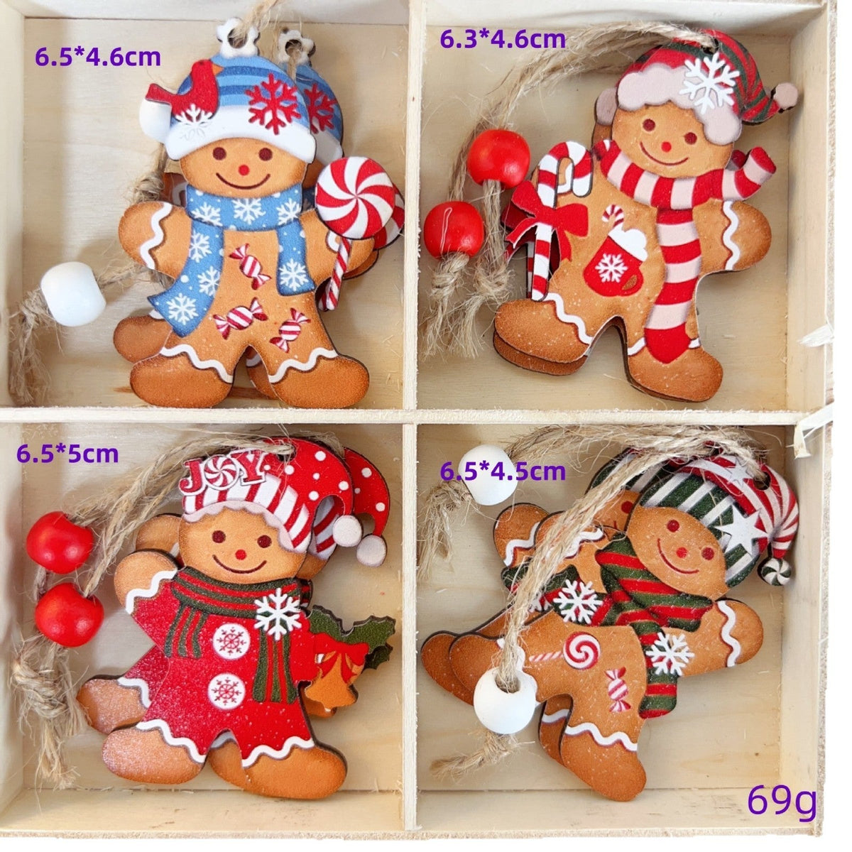 Wooden Gingerbread Ornaments for Rustic Christmas Decor