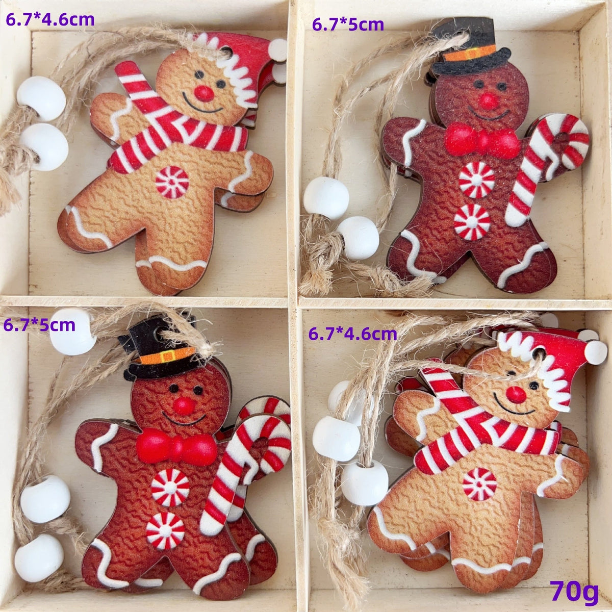 Wooden Gingerbread Ornaments for Rustic Christmas Decor