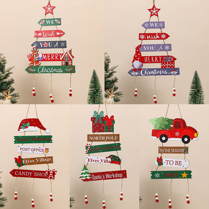 Wooden Christmas Hanging Sign - Rustic Holiday Wall Decor