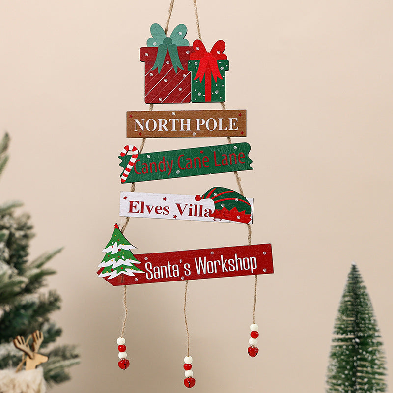 Wooden Christmas Hanging Sign - Rustic Holiday Wall Decor