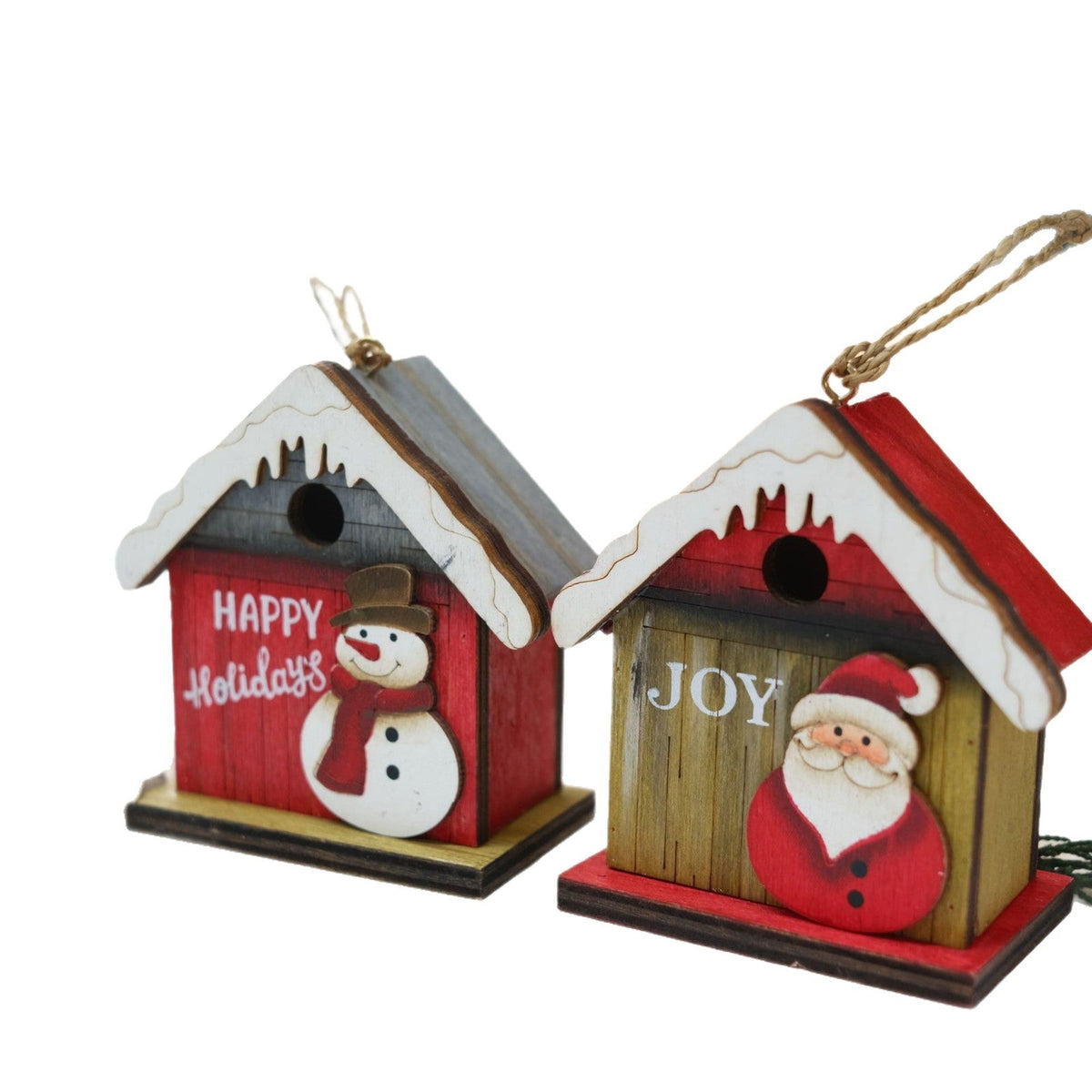 Wooden Christmas House Ornaments With Rustic Charm