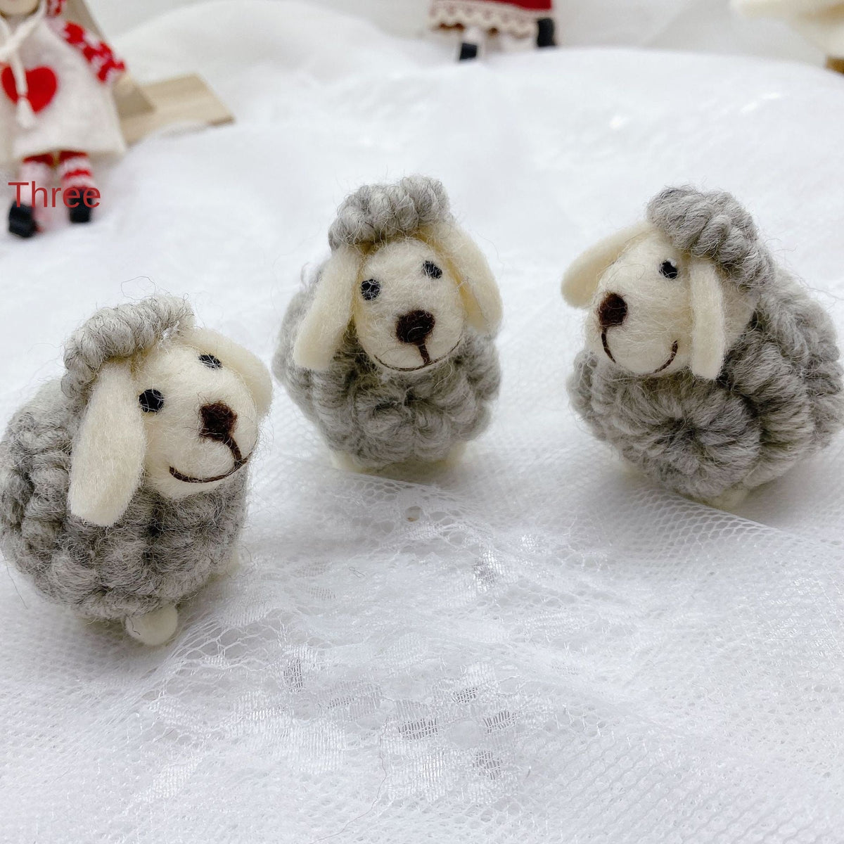 Christmas Wool Felt Lamb Ornament Cozy Tree Decor