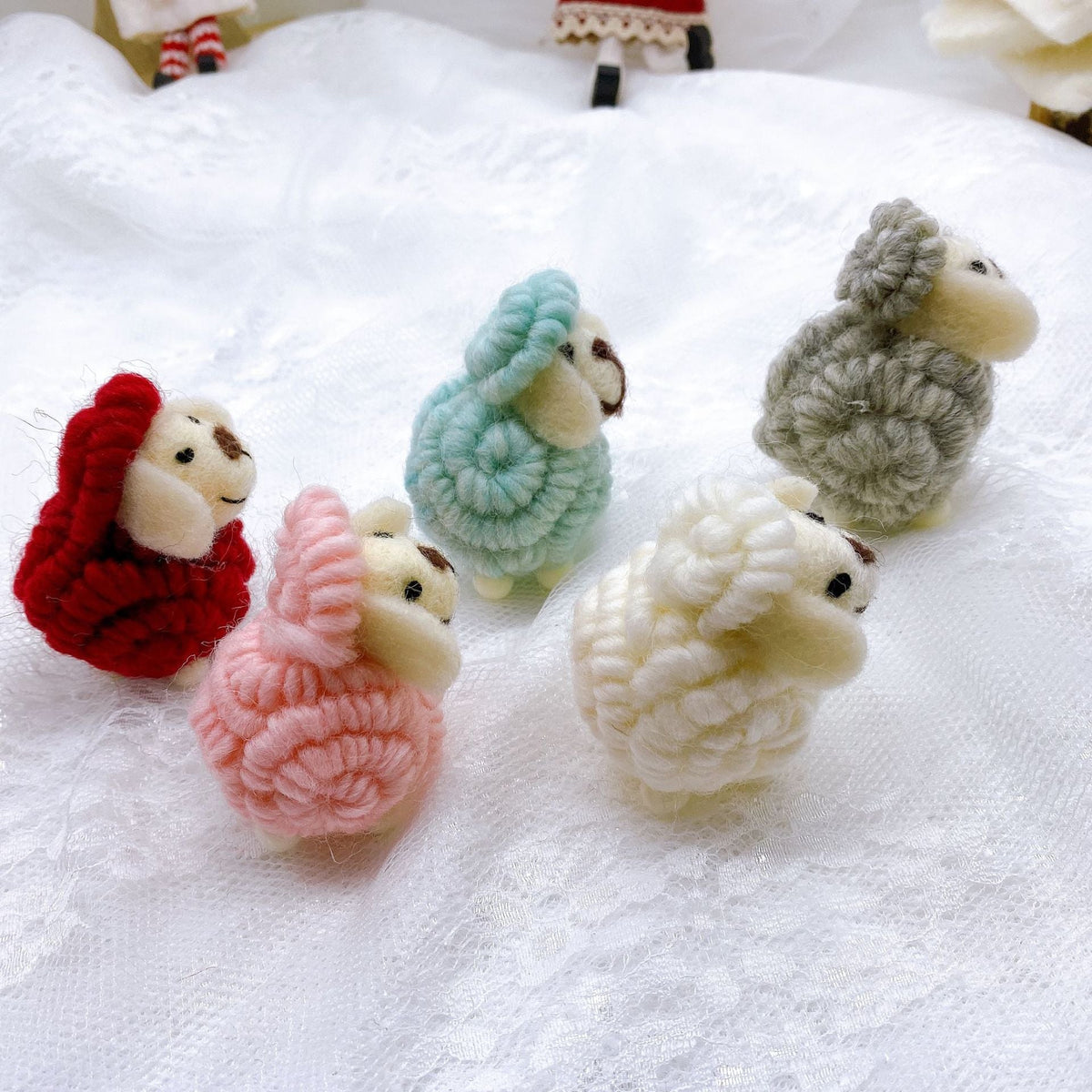 Christmas Wool Felt Lamb Ornament Cozy Tree Decor