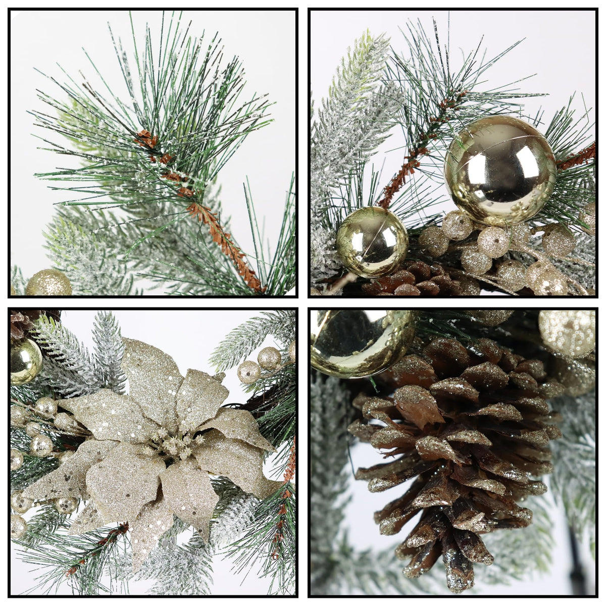 20 Inch Christmas Wreath with Warm Lights for Doors