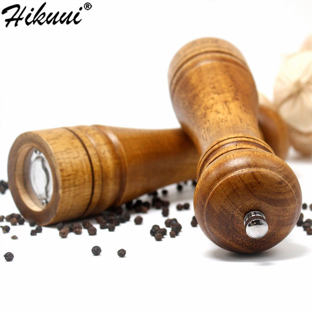 Oak Wood Pepper Mill Grinder with Adjustable Ceramic Core