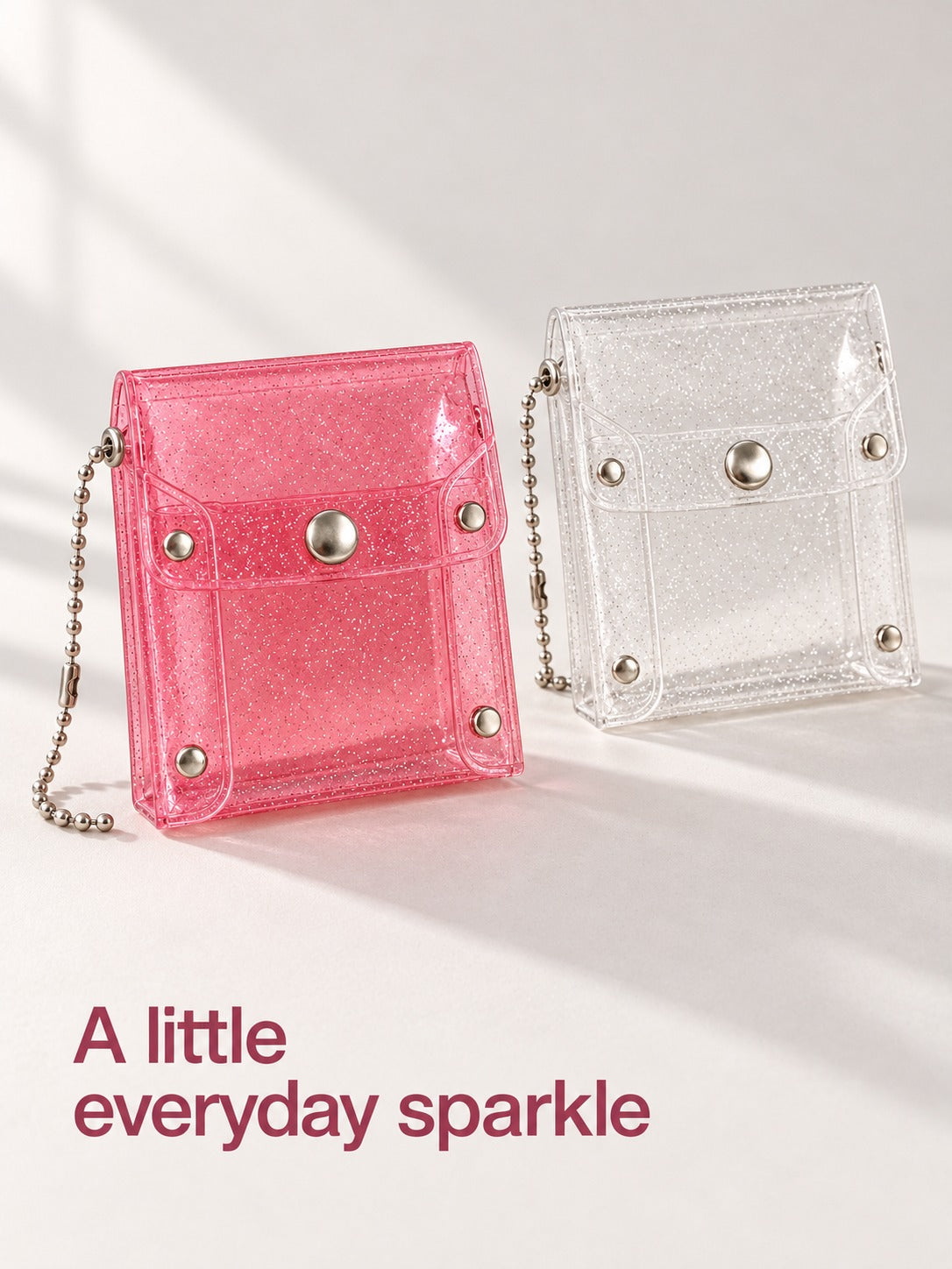 Clear Glitter Lipstick Pouch with Snap Closure
