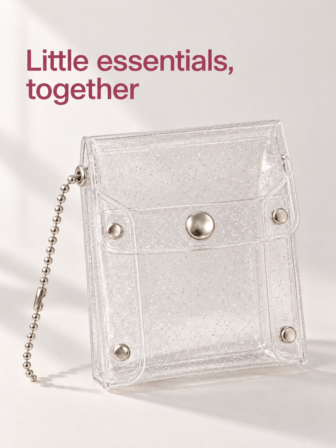 Clear Glitter Lipstick Pouch with Snap Closure